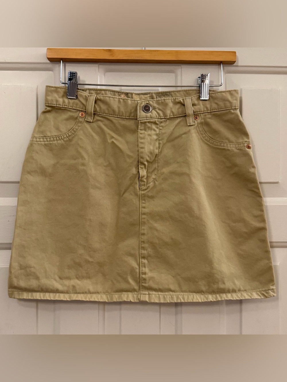 Vintage 90s Todd Oldham Khaki Twill Mini Skirt Sand Tan Utility